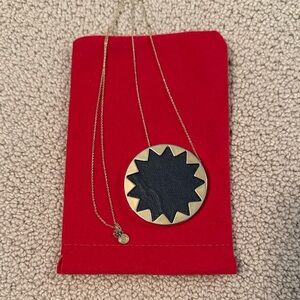 House of Harlow 1960 Black Leather Starburst Necklace